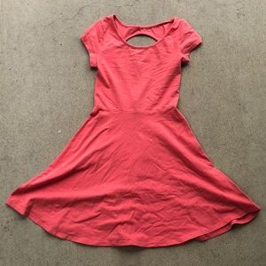 coral open back skater dress